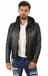 Men Hoodie Leather Jacket 03
